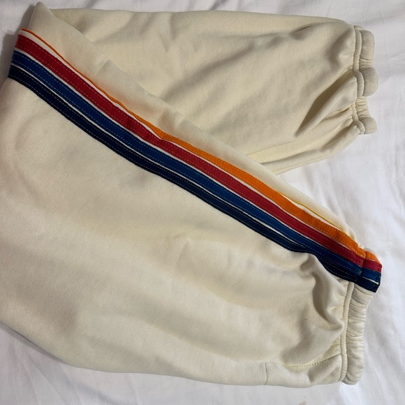 Aviator Nation 5 STRIPE SWEATPANTS - VINTAGE WHITE RAINBOW - Picture 4 of 5